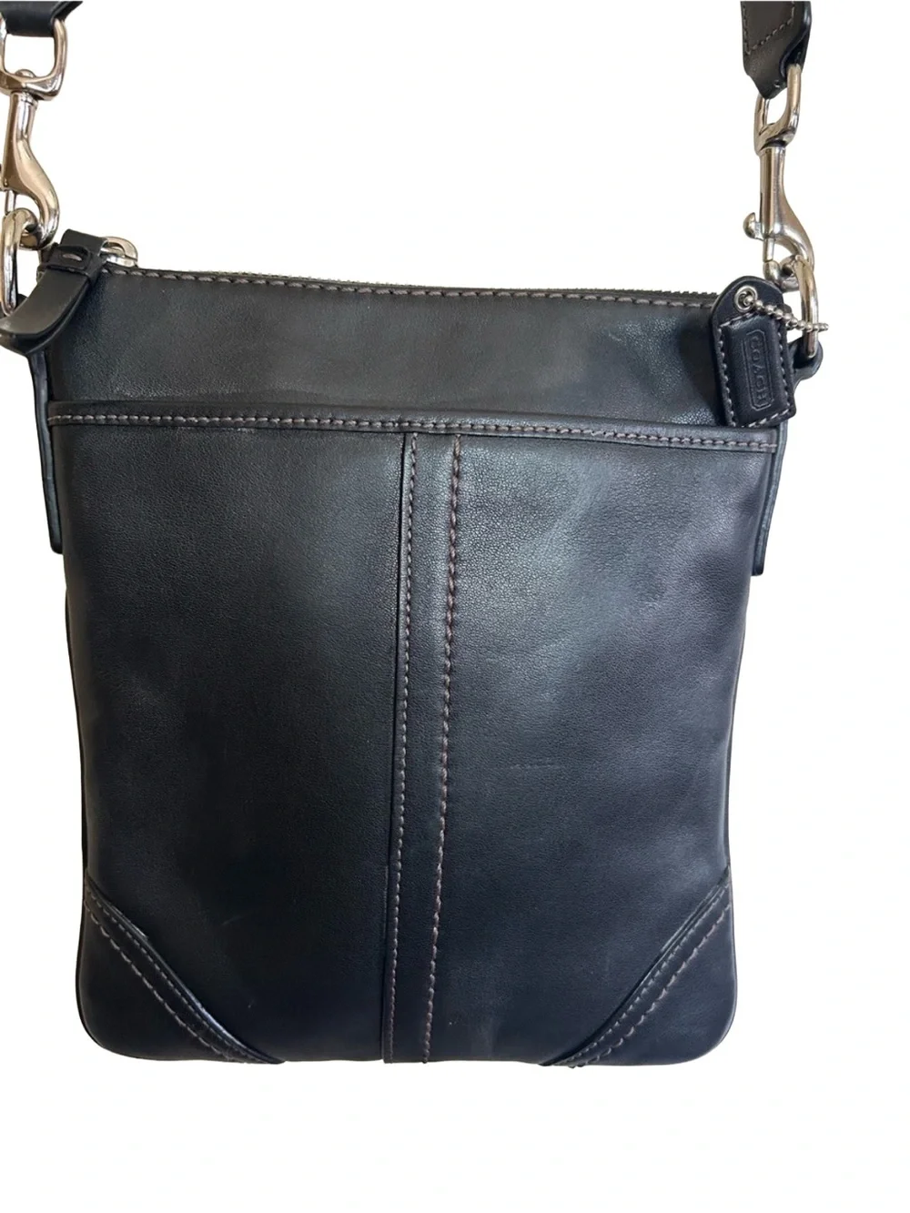 Vintage Coach Black Leather Messenger Crossbody Bag Classic Y2K